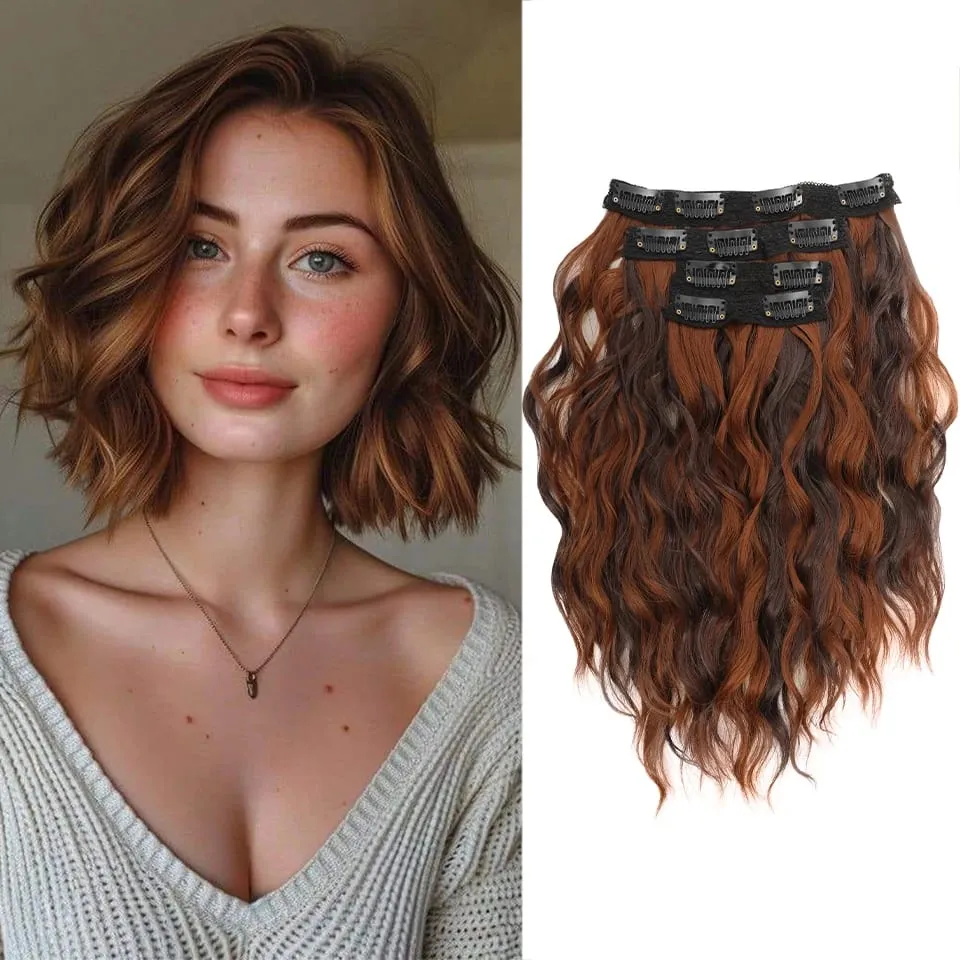 12 inch Four Piece Water Ripple Short Roll Clip Hair Extensions Suitable For Women's Daily Gatherings Gestivals And Celebrations — image 17