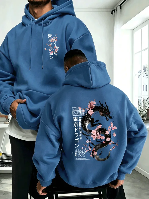 Japanese Tokyo Sword Cherry Blossom Printing Men'S Hoody Autumn Loose Hoodies Casual Fleece Sportswear Comfortable Pullovers