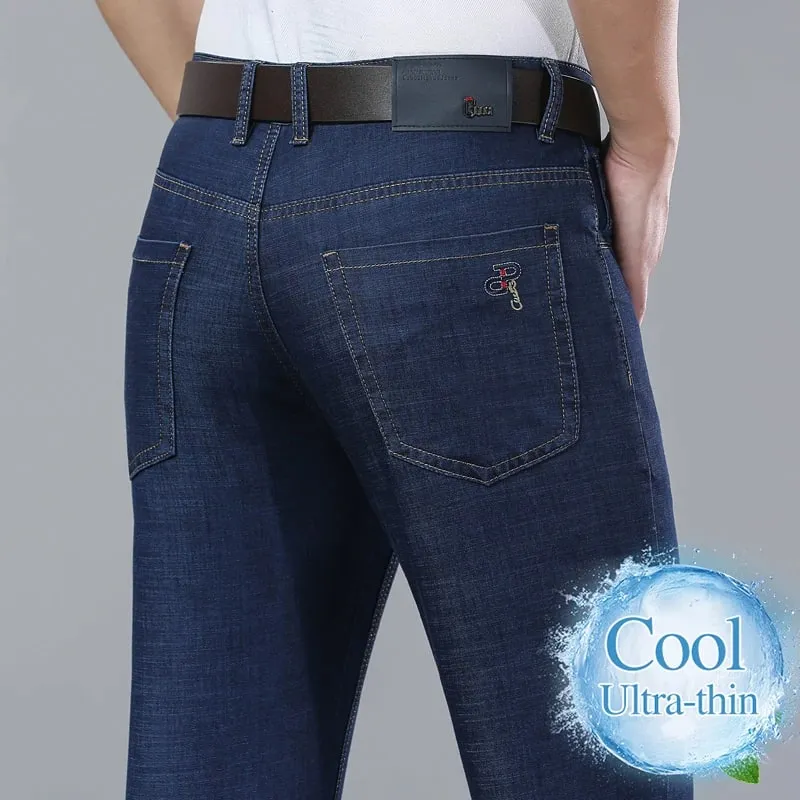Nye mænds sommer ultratynde jeans Mode Business Komfortable bløde afslappede denimbukser Lette elastiske bukser med lige ben