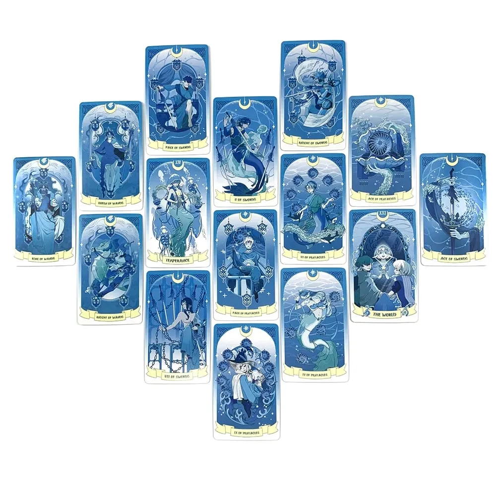 Sea in Moonlight Tarot Cards 78 Card English Version Divination Board Games Perfect for Emotional Healing & Intuitive Reading