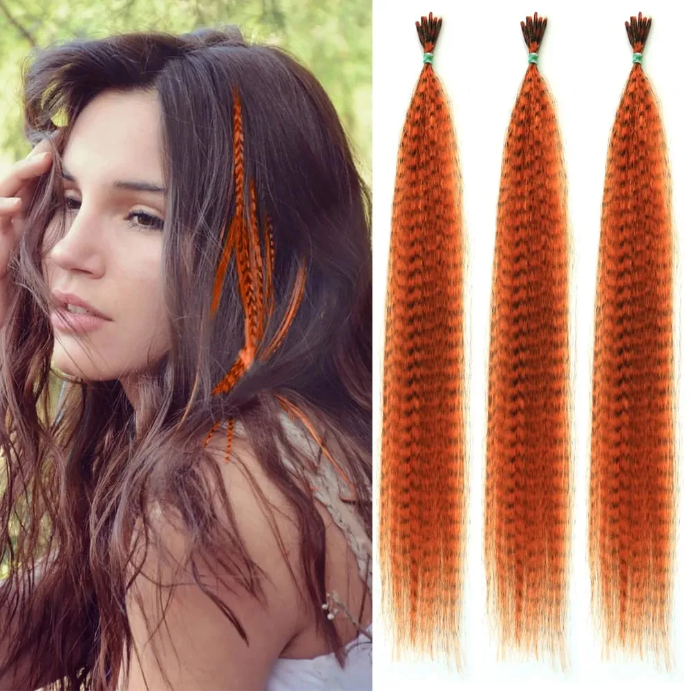 30roots farbige synthetische Feder-Streifen-Haarverlängerung, 40,6 cm, I-Spitze, Party, Cosplay, für Musik, Festival, Halloween, Weihnachten — image 12