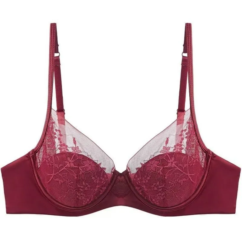 Women Bra and Panty Set Elegant Lace Bralette Wireless Triangle Cup No Underwire Underwear Thin Gathered Comfort Lingerie Set