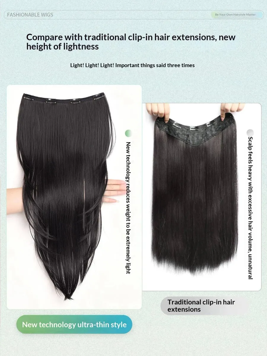 Synthetic Straight Hair Extension One Piece Layered Lightweight Invisible Seamless Clip-in Hairpiece 4 Clips for Women Daily — image 5