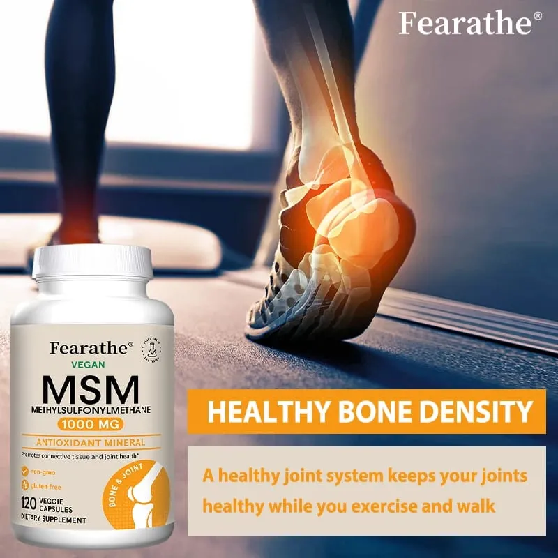 Farathe 메틸설포닐메탄(MSM) 1000 Mg 항산화제는 관절 건강의 균형 잡힌 칼슘 흡수를 촉진합니다. Non-GMO 글루텐 프리