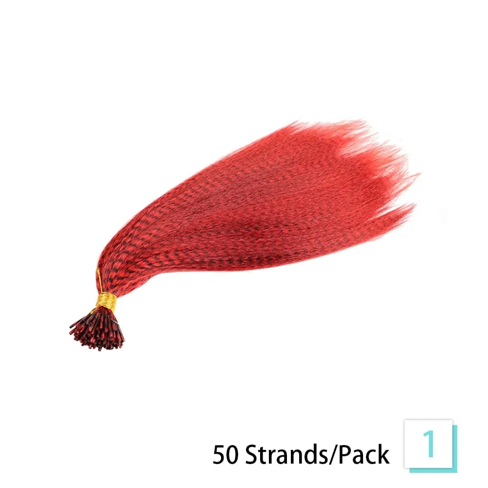 50 Strands/Pack Synthetic Colored I-Tip Stick Feather Hair Extensions Straight Hair 16 Inch For Women High Temperature Fiber — image 1
