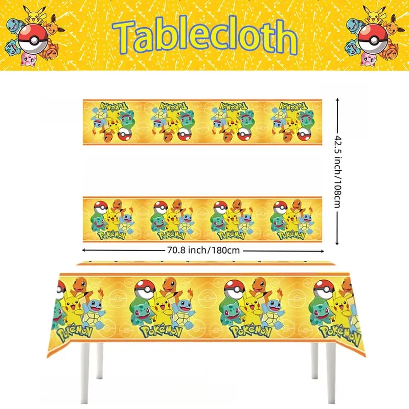 Mantel desechable de Pokemon para decoración de cumpleaños, mantel de Pikachu, regalos de cumpleaños para niños, suministros de baño para bebé, 1/10 Uds.