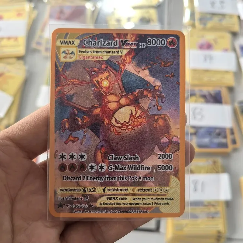 10000HP Charizard Vmax Pokemon Cards Metal English Card Arceus GX Vstar V Golden Limited Kids Gift Game Battle Collection Cards