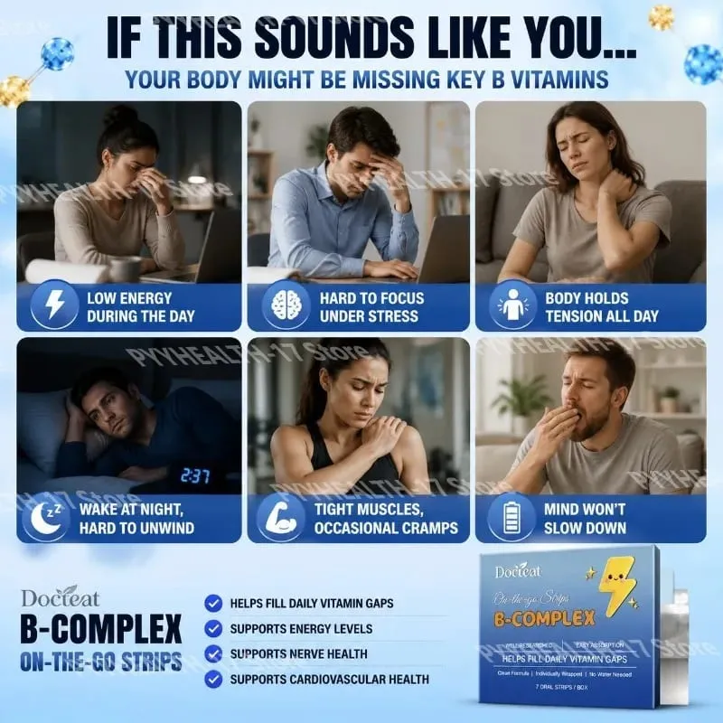 Docteat B-Complex Oral Dissolving Strips Supports Energy Metabolism and Nerve Health Helps Fill Daily Vitamin Gaps 7 Strips