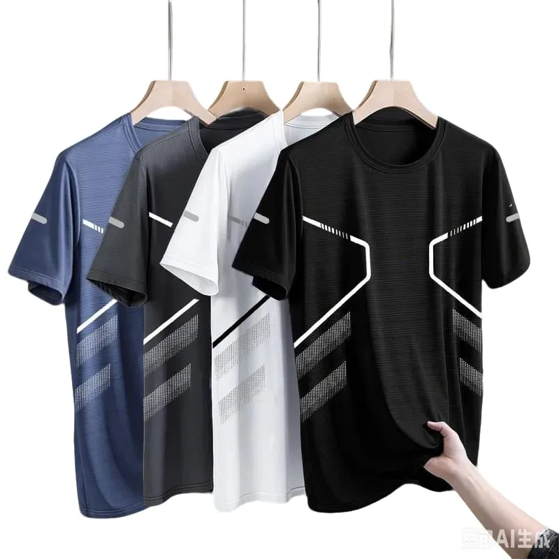 New Ice Silk Running Shirts Men Loose Short Sleeve Top Basketball Gym Sportswear For Male Fitness Workout Mesh Breathable Tee — image 4