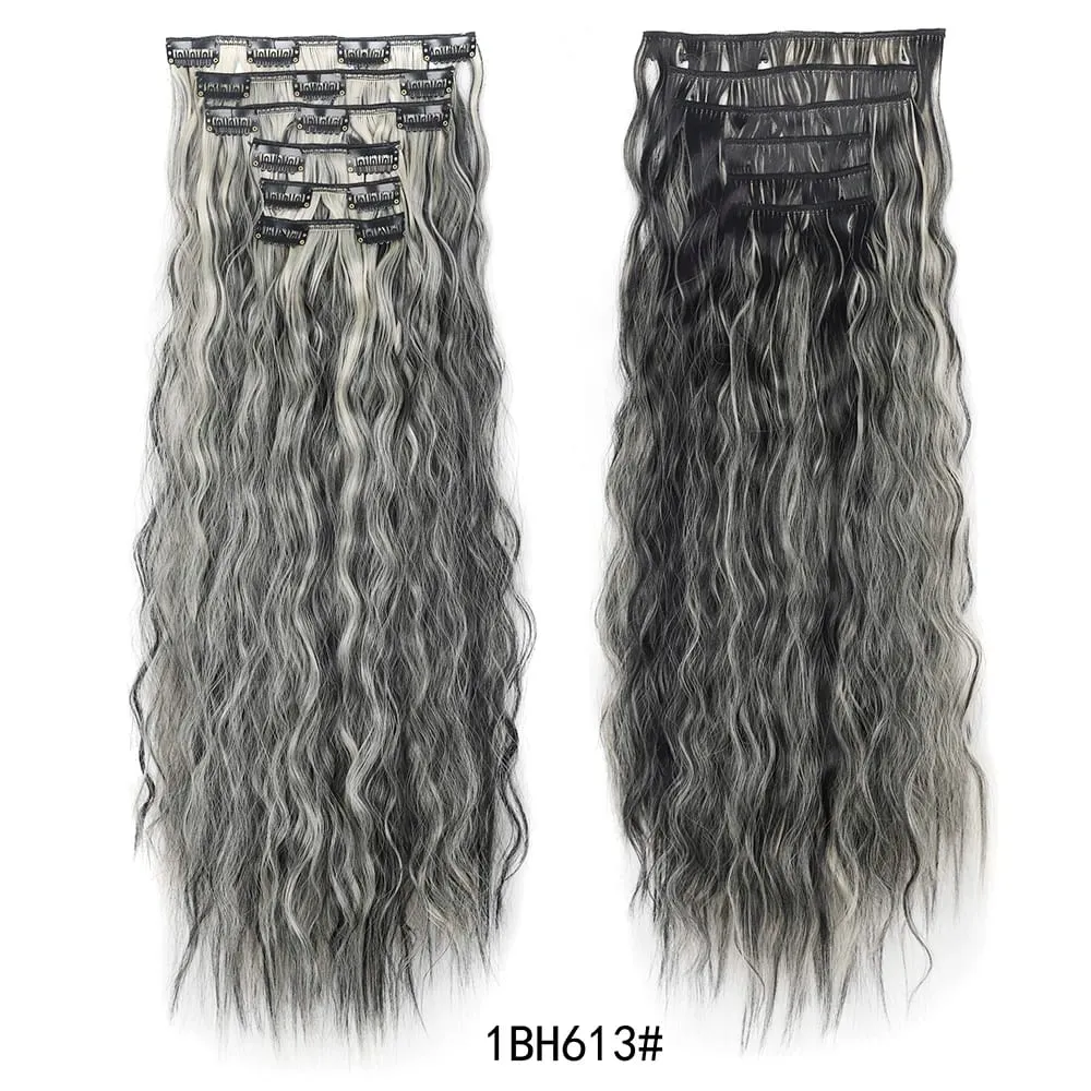 Corn Hair Extensions 6Pcs 20 Inch Clip In Hair Extensions Curly Clip Ins Hair Extension Invisible Natural Hairpieces For Women