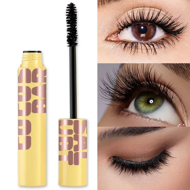 Mascara imperméable noir allongeant le recourbement des cils noirs Extension de cils maquillage de beauté Mascara longue tenue Mascara en fibres de soie