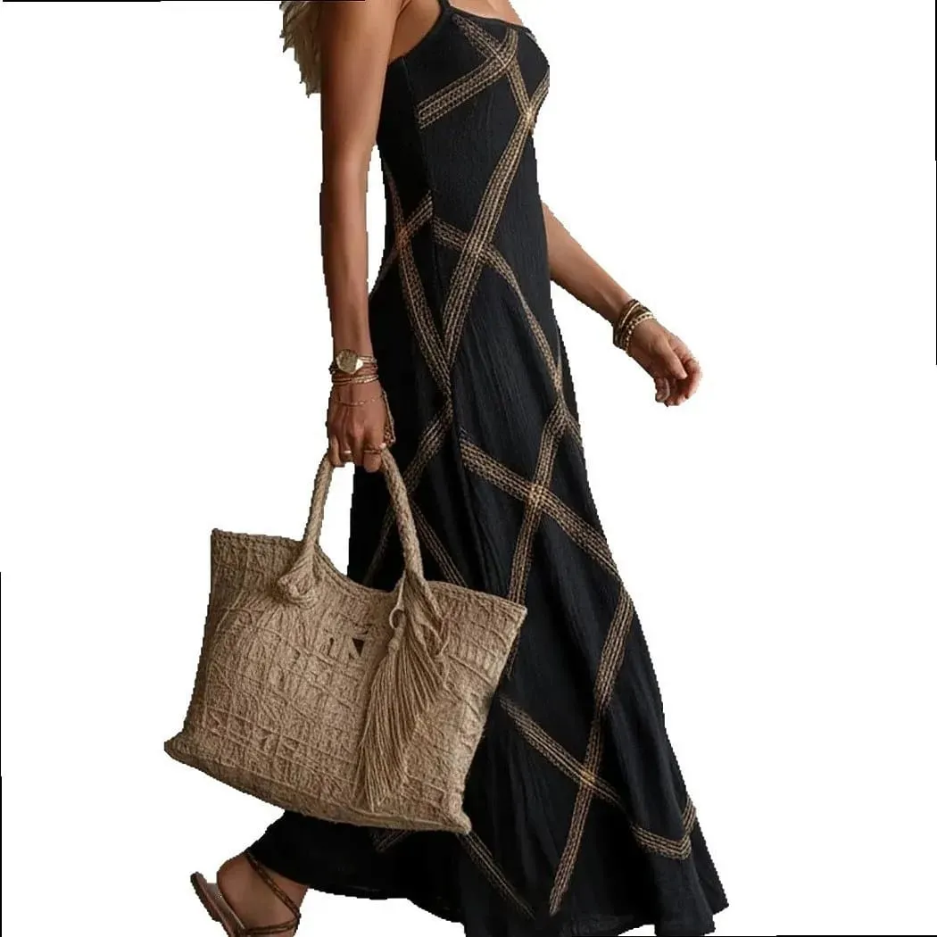 Printed Striped Solid Color Sleeveless Dress Casual Summer Dresses Spring Outfit