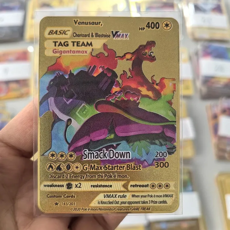 10000HP Charizard Vmax Pokemon Cards Metal English Card Arceus GX Vstar V Golden Limited Kids Gift Game Battle Collection Cards