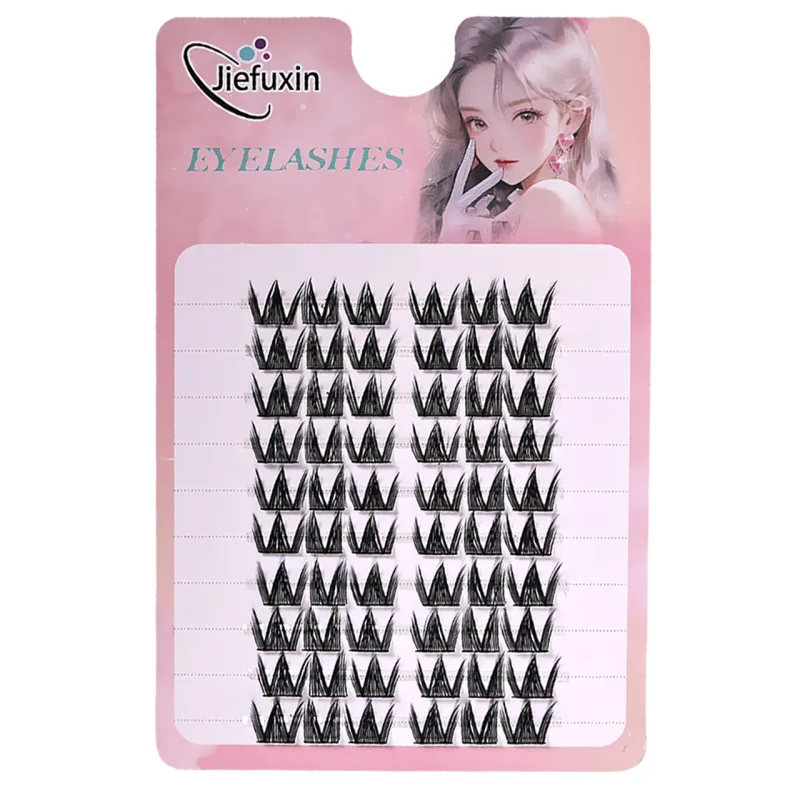 Tapered Thick Fox Eye Manga Cluster Lashes Jiefuxin Large Capacity Tray DIY Segmented Individual Self-Graft Lash Extensions — image 10