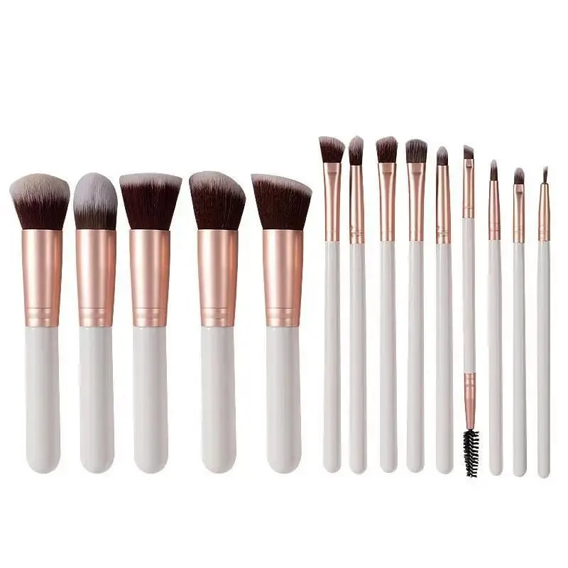 14-teiliges Make-up-Pinsel-Set mit beleuchtetem Spiegel, tragbares Make-up-Pinsel-Set mit kurzem Griff und LED-Licht, wiederaufladbar über USB