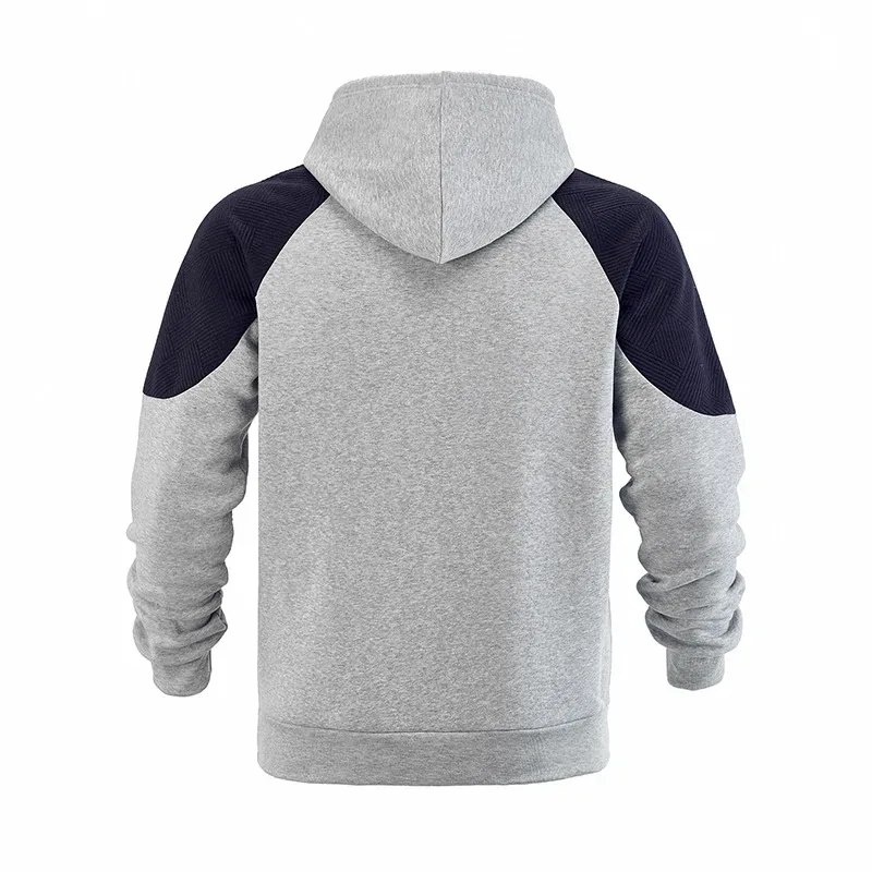 Men Patchwork Color Block Pullover Hoodie Drawstring Kangaroo Pocket Long Sleeve Loose Sweatshirt Autumn Winter Streetwear Tops — image 18