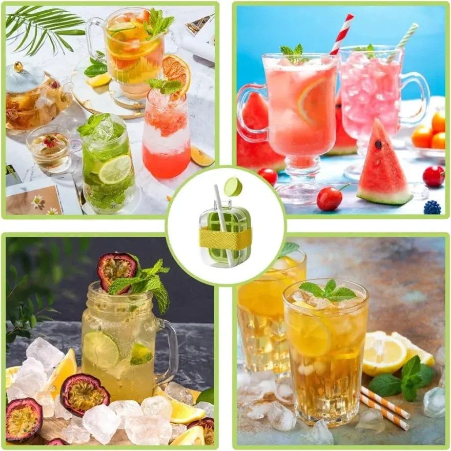 Ice Cube Bottle with Straw 2 In 1 Touch-Free Push-Type Ice Cube Making Bottle Easy Release Water Bottle Ice Mold — image 7