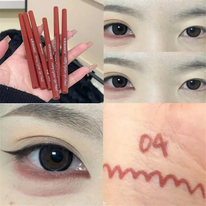 12 Colors Eyeliner Pencil Wine Red Waterproof Lasting Matte Brown Eyeshadow Contour Stick High Pigment Lying Silkworm Eye Makeup
