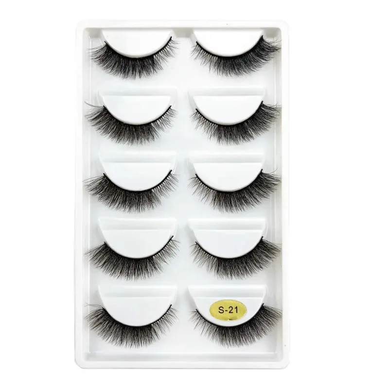 5 Pairs S03 Natural Looking 3D Mink Fake Eyelashes Makeup Tools Fluffy Style Water Mink Fur False Eyelashes for Eye Makeup — image 10