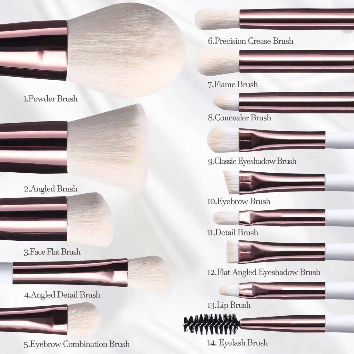 14-teiliges Make-up-Pinsel-Set mit beleuchtetem Spiegel, tragbares Make-up-Pinsel-Set mit kurzem Griff und LED-Licht, wiederaufladbar über USB