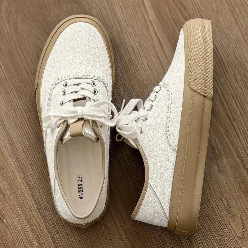 Men Board Shoes Spring Summer Casual Sneakers Moc Toe Stitching Detail Retro Flat Sole Canvas Texture Commute Footwear