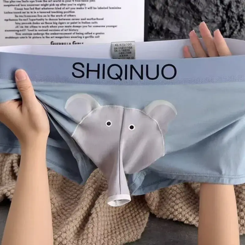 Boxershorts Elephant Nose Men Sexy Underwear Open Sheath Pouch Mens Boxers Shorts Smooth Male Lingerie Bottoms Boyfriend Gifts