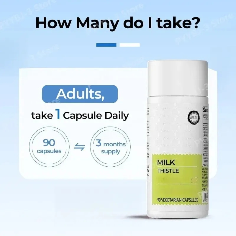 Milk Thistle Extract 300mg Capsules with Vitamin C Inositol Herbal Supplement 90 Capsules Non-GMO Gluten Free