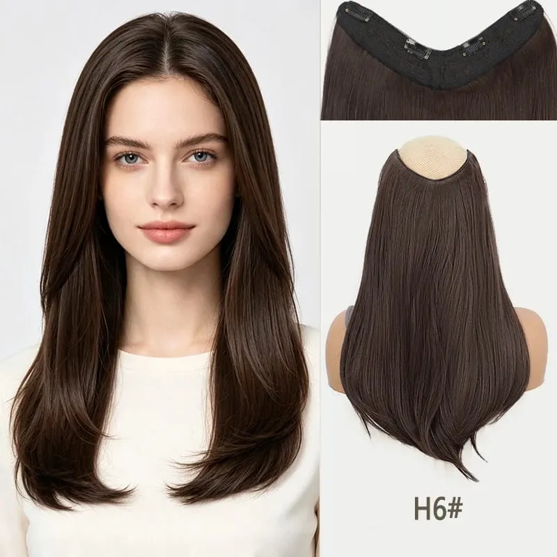 18Inch Synthetic Long Straight Hair Extension 4 Clips Increase Volume Heat-resistant Fake Fashion Hairpiece for Women Daily