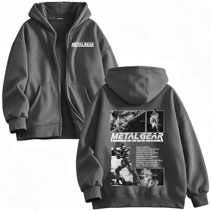 MGS1 METAL GEAR SOLID Raiden Solid Snake Zipper Hoodies Men's Women Clothing Fashion Zip Up Hooded Sweatshirts Jackets Coat