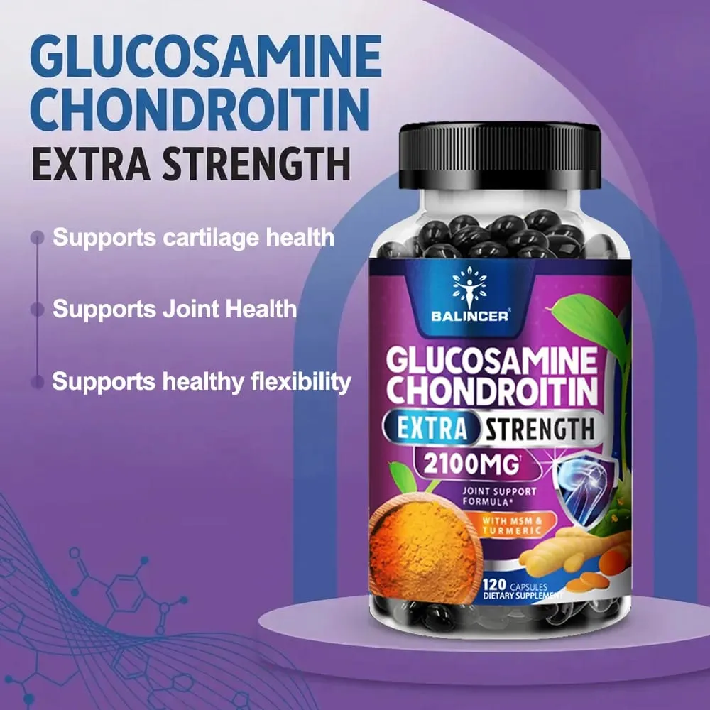 Glucosamine Chondroitin Capsules with Turmeric Root for Support Stress Relief Bone Joint & Immune Health Dietary Supplement