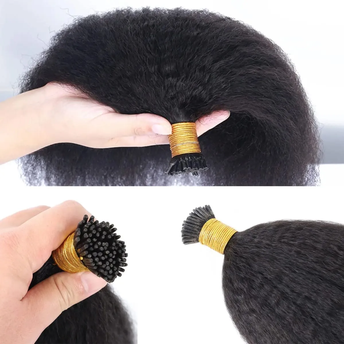 Estensioni dei capelli con punta I Capelli umani lisci crespi #1B Pre incollati Remy Micro Link Estensioni dei capelli umani Nero naturale 1 g/filo