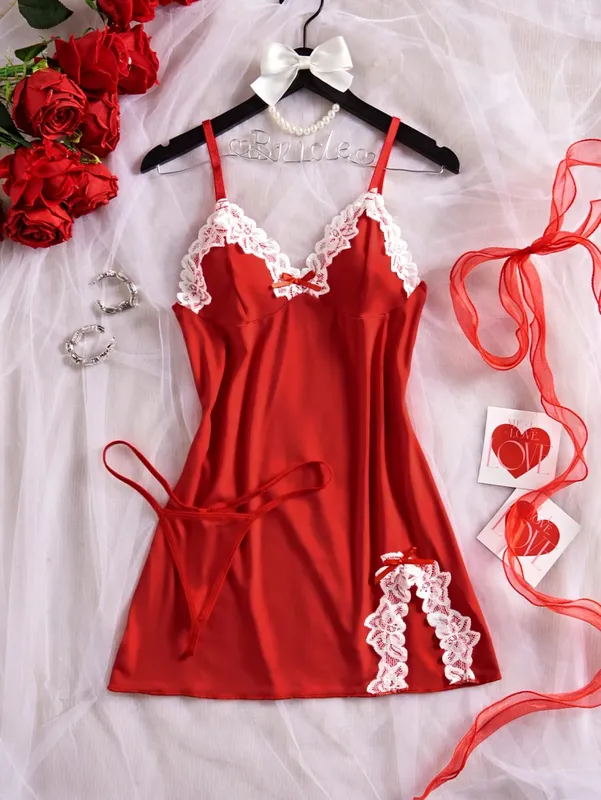 Women's Underwear Lingerie Set Nightdress Lace Sleepwear Solid Slim Soft Dresses Sleepwear & Thongs — image 10