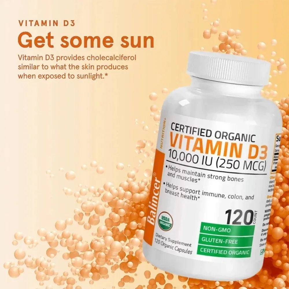 Vitamin D3 - Promotes Healthy Muscle Function and Immune Support Strong Bones and Nervous System Health 120 Capsules
