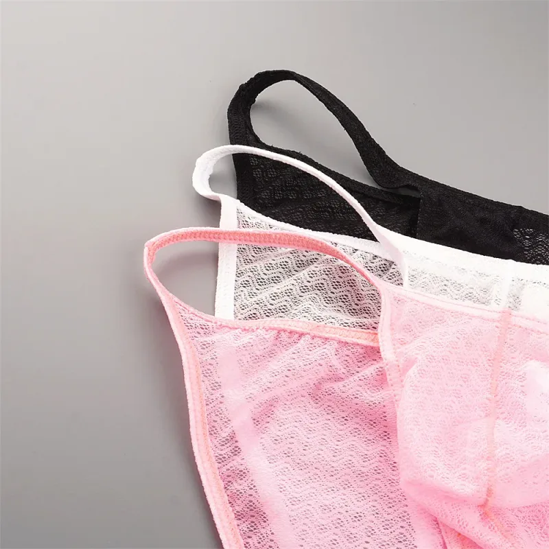 Ultra Thin Strap Mesh Nylon Briefs for Men Bulge Pouch Low Rise Breathable Male Underwear Sexy Plus Size Panties S-XL — image 5