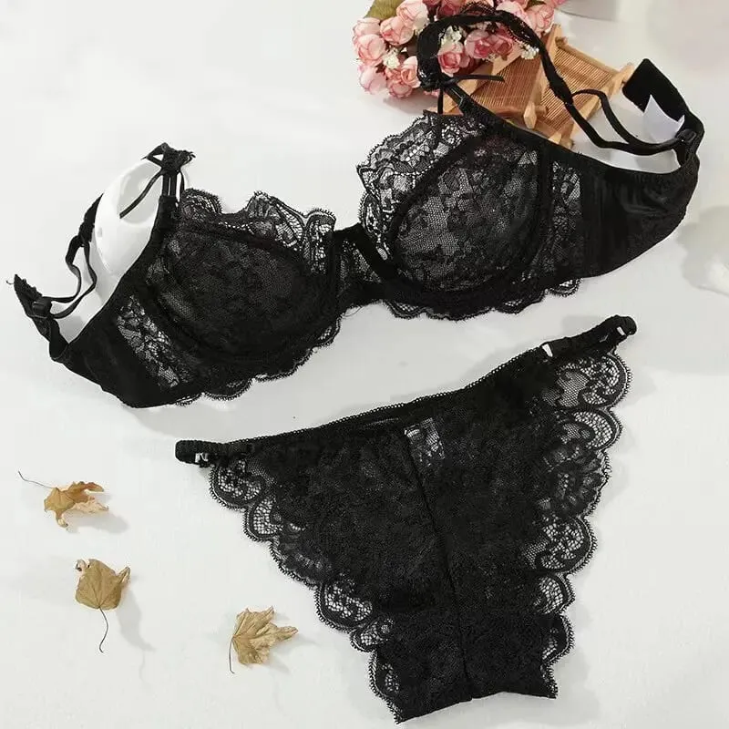 Lace Minimizer Bra Ultra Thin Sponge Free Wirefree Seamless Full Coverage Bust Push Up Comfort Lingerie Set BANERDANNI