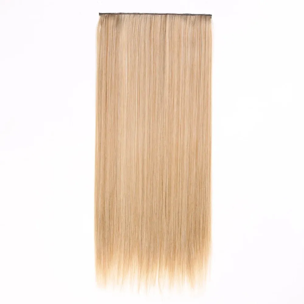 Synthetic Natural Synthetic Hair Extensions 5 Clip In Artificial Fake Ombre Blonde Brown Black Pink Straight False Hair Piece — image 19