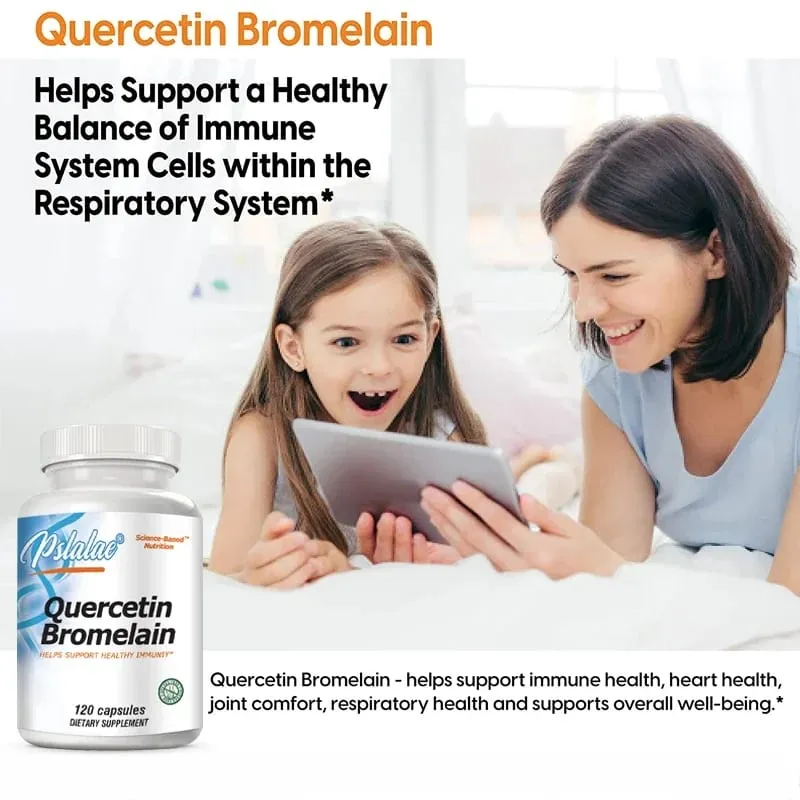 Quercetin Bromelain Immune Support Heart Joint & Respiratory Health Non-GMO Vegan Capsules