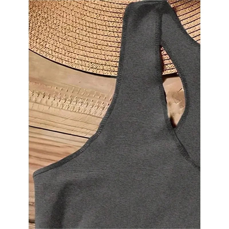 Ladies' Vintage Rock Style Sleeveless Top Lip Microphone Print I-Back Vest Summer Casual Fashion for Women