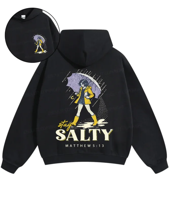 Stay Salty Manga Printed Hoodies Harajuku Christianity Matthew 5:13 Streetwear Fall Fleece Hooded Pullover Men Women Clothing — image 1