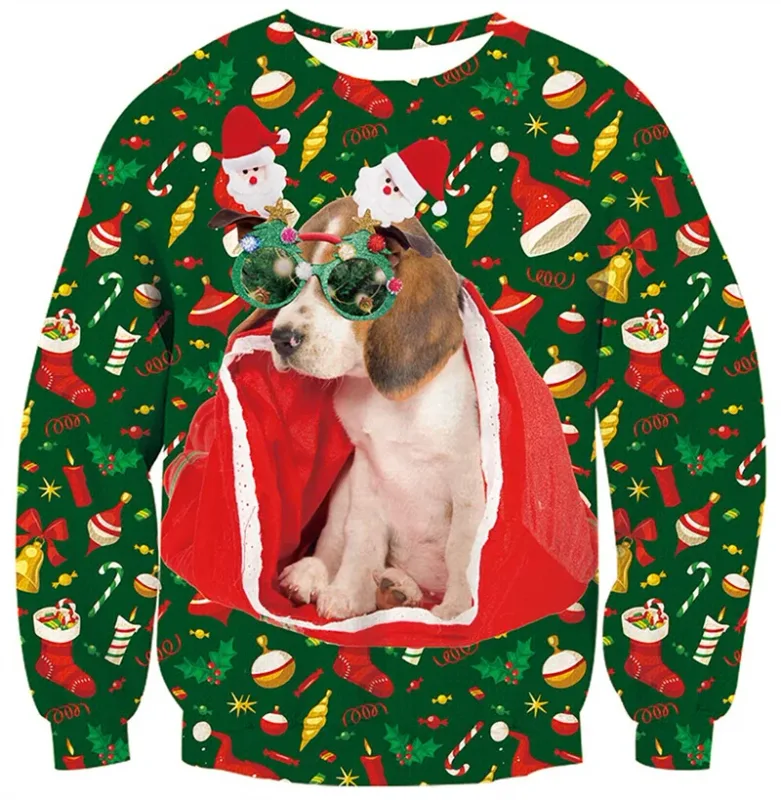 Ugly Christmas Sweater For Men Women Funny Novelty Xmas Sweatshirt 3d Printed Cartoon Animal Long Sleeve Pullover Hoodies Tops