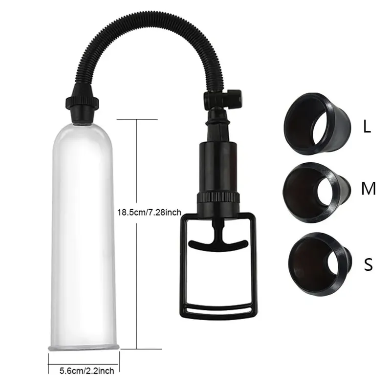 Male Penis Pump Manual Penis Enlarger Big Dick Lasting Trainer Dick Stimulate Extender Masturbator For Man Vacuum Pump Sex Toy