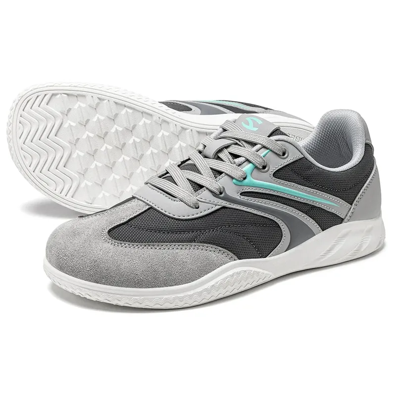 Barefoot Wide Width Shoes Unisex Artificial Leather Minimalist Sneakers Lace-Up Retro Walking Shoes for Women Men