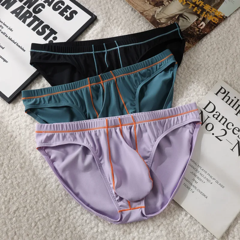 Mens Underwear Briefs SoftNylon Panties For Man Brief Shorts Homme Ropa Patchwork Low Waist Underpants Cueca Plus Size M-XXL