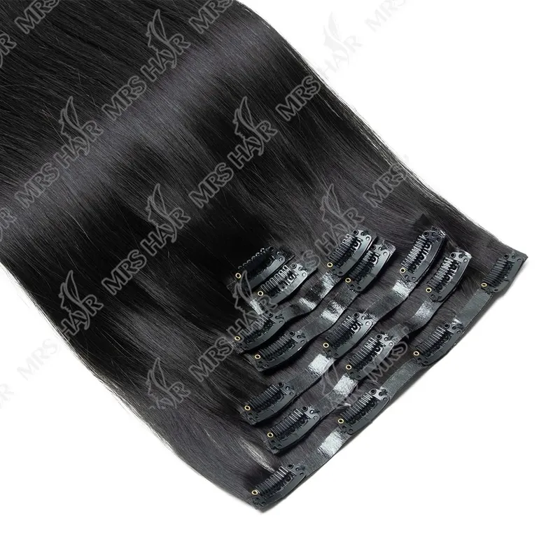 Human Hair Invisible PU Clip In Extensions Injected PU Tape Weft 7Pcs/set 12-24inch 100G 120G Clip On Hair Comfortable Wear