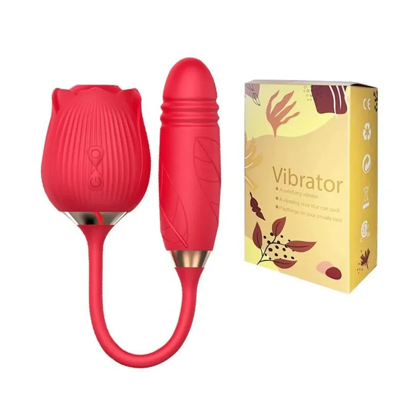 Powerful Rose Sucking Thrusting Vibrator Clitoral Nipple Stimulator G-Spot Massager Rechargeable Sex Toy for Women Couples