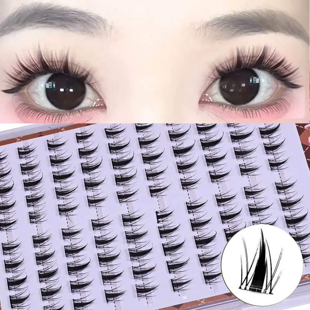 Soft Matte Fiber Self-Adhesive Sectioned Lash Clusters Kit 10 Rows Glue-Free 3D Manga Natural DIY Eye Makeup Lashes