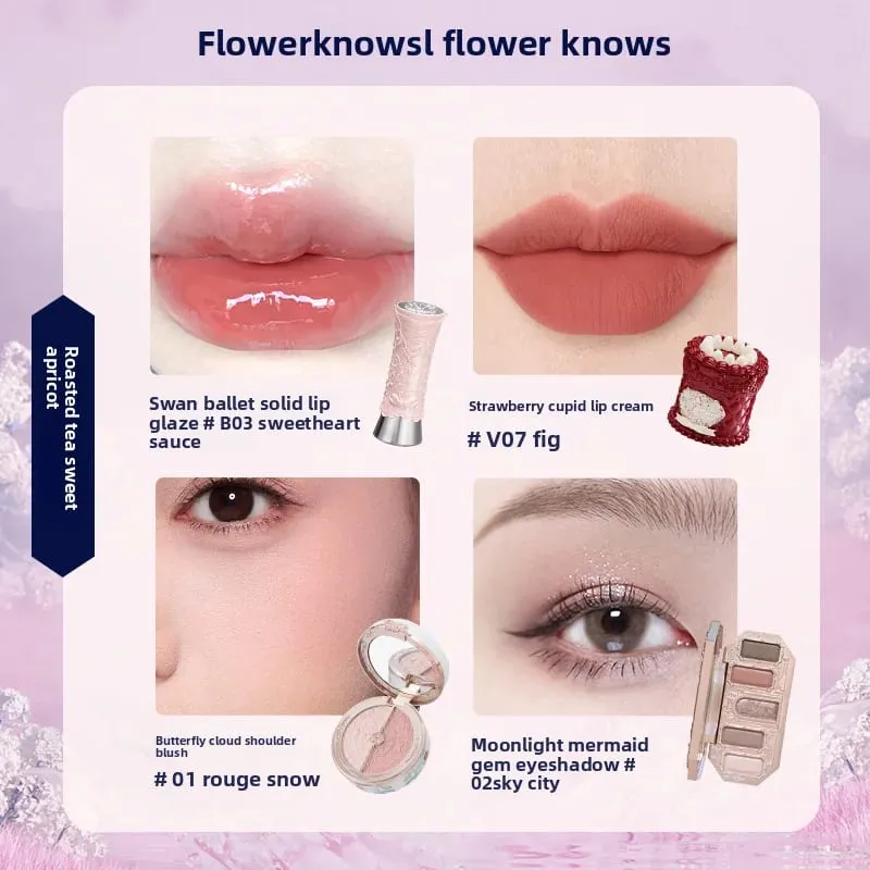 Flowerknows caixa de presente conjunto de maquiagem pequeno anjo caixa completa lábio esmalte blush concha jóias flor saber kit de presente de aniversário