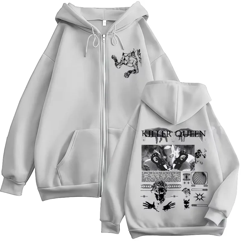 Anime Joj Bizarre Adventure Killer Queen Zipper Hoodies Men's Women Clothing Fashion Hip Hop Zip Up Long Sleeves Pullovers Coat — image 7