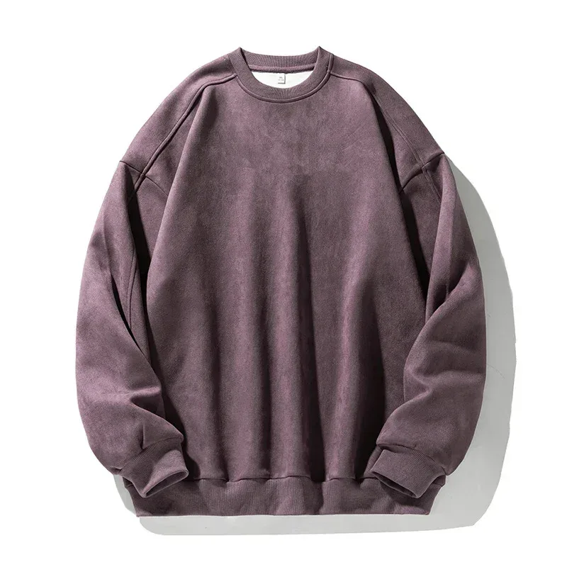 Sweat-shirt à manches longues pour homme, vêtement de marque violet, col rond, Baggy, décontracté, en daim, automne-hiver, 2026