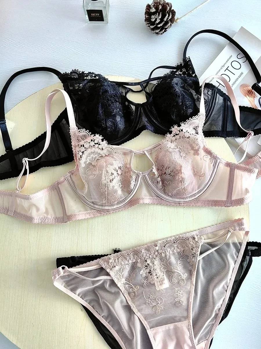 Sexy Lace Lingerie Set with Anti-Sagging Bra Push Up Underwear for Large Breasts
